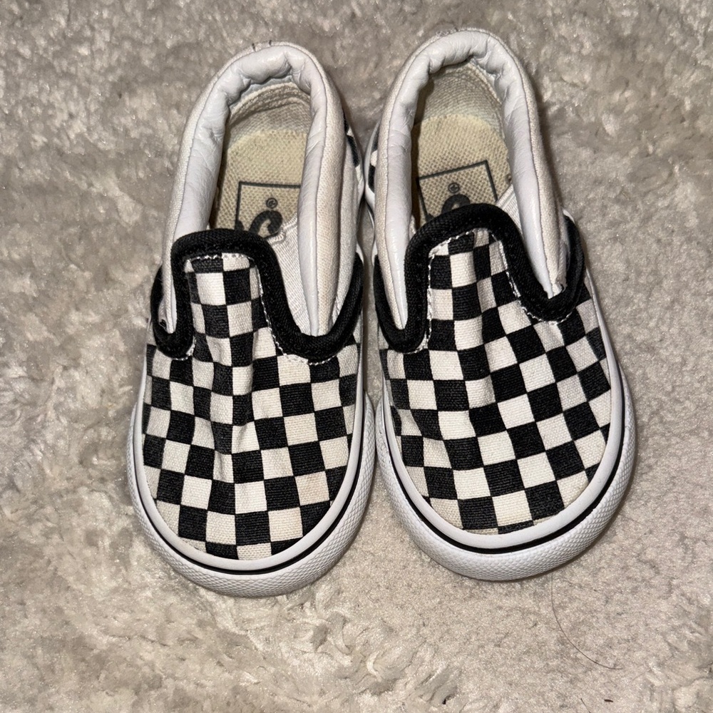 Vans Black and White Checkered Baby Slip-Ons
